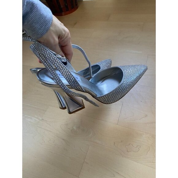 Steve Madden BNWT "Zestful" silver stone heel pointed toe - Picture 5 of 8